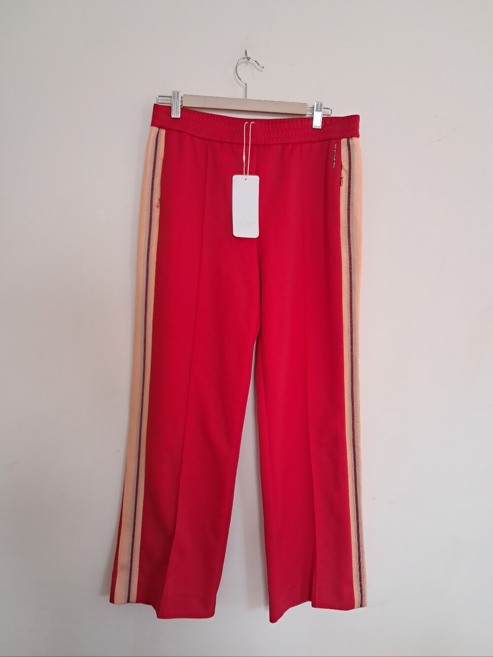 Escada Sport Pants Women's 40 US 10 Red Swarovski Crystals Wide Leg Silhouette